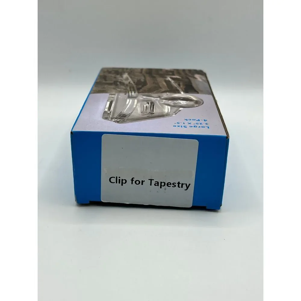 Clear Wall Clips Display Hangers Large‎ Size 3.25x1.5 Inch 4-Pack tapestry